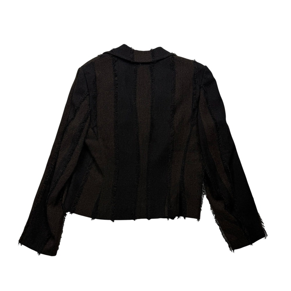 Lena Gabrielle New York Blazer Size 12 Black Brown Frayed Stripe Y2K